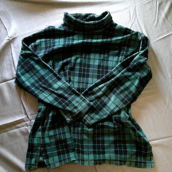 Green Tartan Fleece Turtleneck - Picture 1 of 3